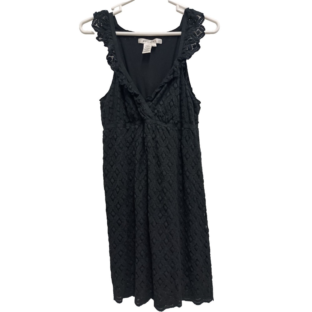Vintage Y2K Studio M Babydoll Dress Womens Large Black Lace‎ Fairy Whimsygoth
